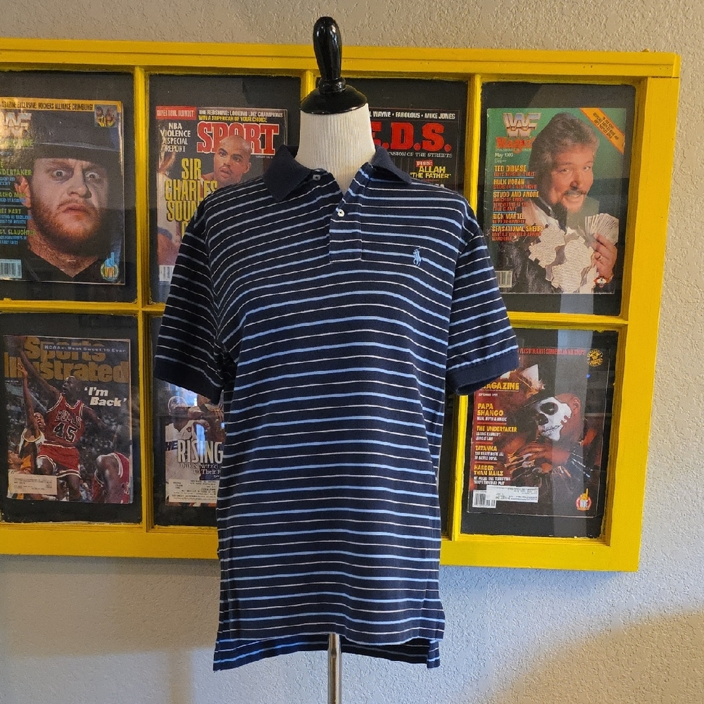 Ralph Lauren Blue Polo Shirt Nautical Stripes